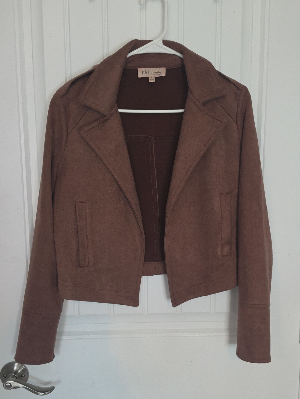 Philosophy Chestnut Suede-Style Cropped Jacket